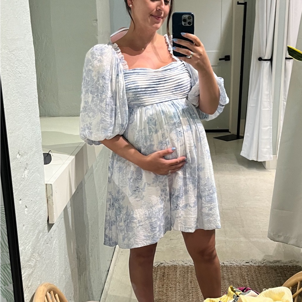 Blue Floral Babydoll Dress